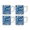4pk La Cafetiere Blu Fiorato Floral Pattern Ceramic Espresso Cup Mug Blue 120ml