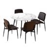 Oikiture 5PCS Dining sets 110cm Round Table with Chairs PU Walnut