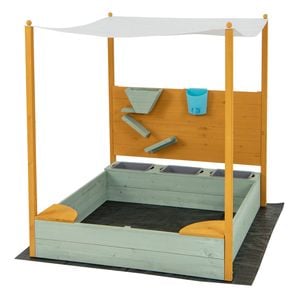 Costway Kids Sandpit Wooden With Removable Canopy Natural