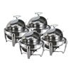 SOGA 4X 6.5L Stainless Steel Round Soup Tureen Roll Top Buffet Chafing Dish