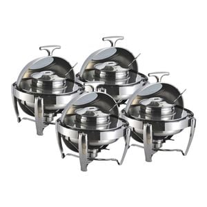 SOGA 4X 6.5L Stainless Steel Round Soup Tureen Roll Top Buffet Chafing Dish