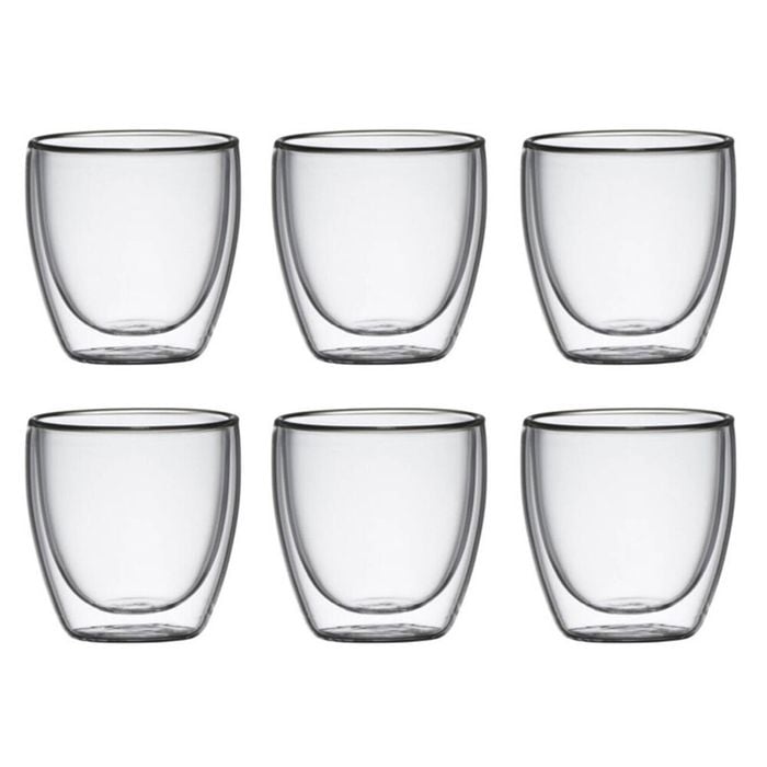 6pc Coffee Culture Barista 100ml Double Wall Hot/Cold Drinks Coffee Clear
