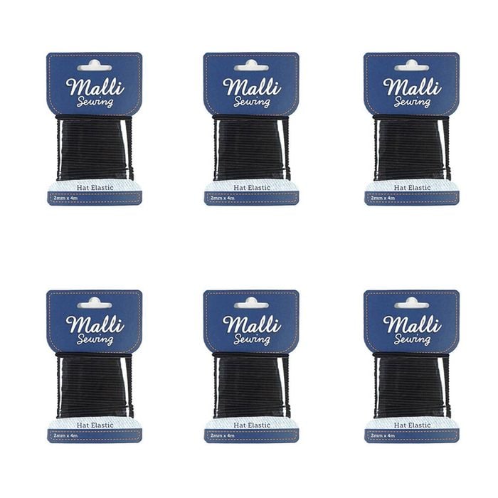 6pk Malli Sewing 2mm X 4m Assorted Round Hat Polyester/latex Elastic Cord/string