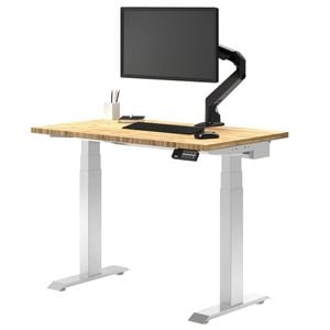 Desky Dual Mini Bamboo Sit To Stand Desk 800x500mm White Frame