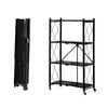Foret Bookshelf Foldable Shelf Metal Display Rack Kitchen Shelves Wheels Storage 4 Tier