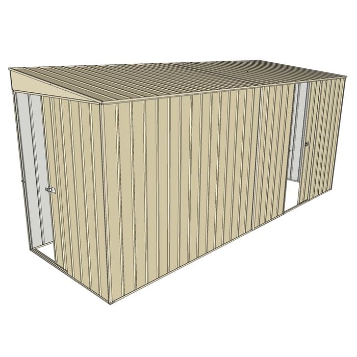Build-a-Shed 1.5 x 4.5 x 2m Sliding Door Tunnel Shed with 1 Sliding Side Door - Cream