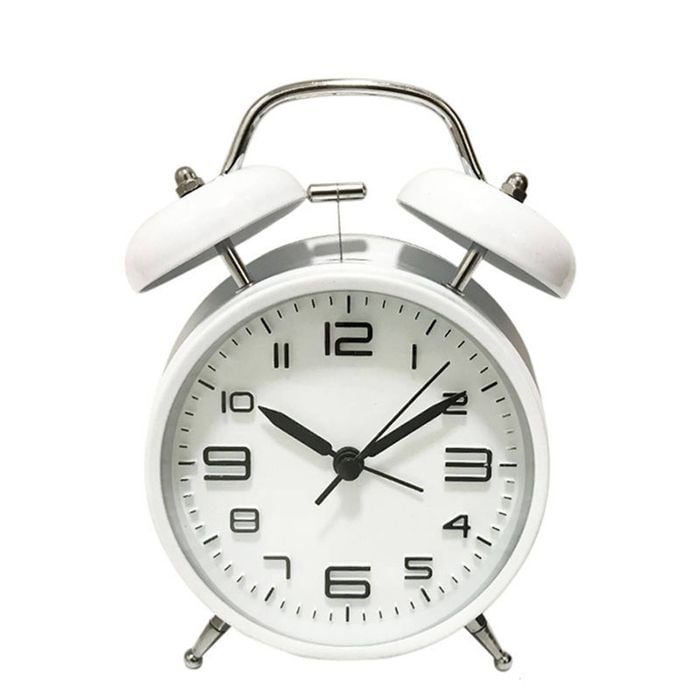 Catzon Analog Alarm Clock With Night Light Loud Ringing-white