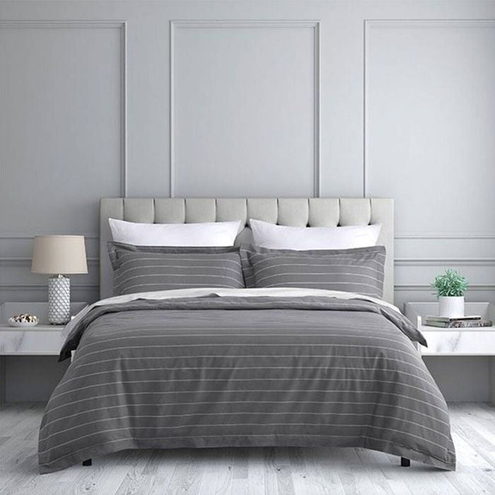 Jason Commercial Super King Studio Stripe Quilt Cover Set 270x240cm - Slate