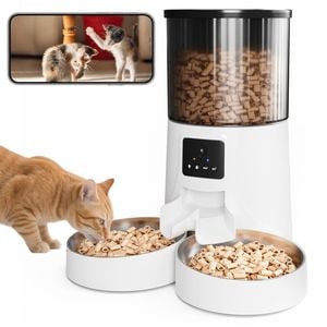 Advwin Automatic Pet Feeder 2 Bowls with Camera 4L Smart Dog Cat Food Dispenser Wifi App Control