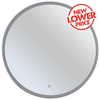 Mondella 800mm Round Brushed Nickle Framed LED Mirror With Frosted Edge and Touch Switch for CCT + Dimmable + Defogger