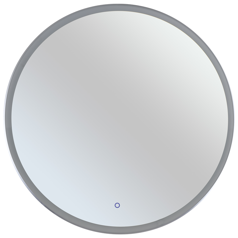 Mondella 800mm Round Brushed Nickle Framed LED Mirror With Frosted Edge and Touch Switch for CCT + Dimmable + Defogger