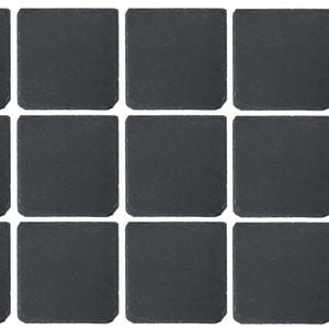 Argon Tableware 10cm Square Slate Coasters - Set Of 12 Drink Coasters Stone Natural Slate Drink Placemats Mug Glass Cup Mats