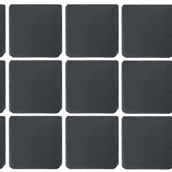 Argon Tableware 10cm Square Slate Coasters - Set Of 12 Drink Coasters Stone Natural Slate Drink Placemats Mug Glass Cup Mats