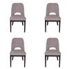 SK Designer Living | Pack of 4 | Maribel Upholstered Boucle Dining Chair | Black Legs - Grey Bouclé
