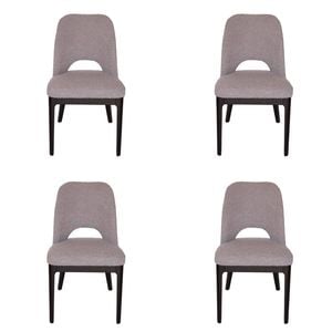 SK Designer Living | Pack of 4 | Maribel Upholstered Boucle Dining Chair | Black Legs - Grey Bouclé