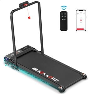 BLACK LORD Treadmill Electric Walking Pad Folding 2 Levels Incline Black