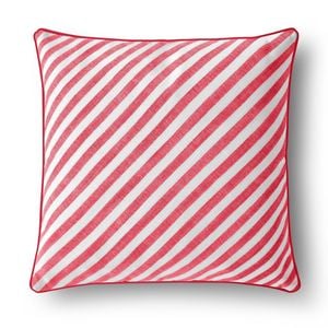 Cadence & Co. Oscar Faux Linen Striped Cushion Red