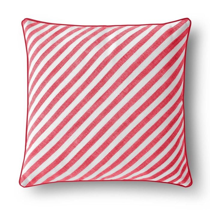 Cadence & Co. Oscar Faux Linen Striped Cushion Red