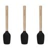3PK KitchenAid Silicone Mini Spoon Spatula 28cm w/ Maple Handle - Black