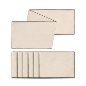 Cadence & Co. Harvest Table Runner With Set Of 6 Placemats Natural With Olive Edge