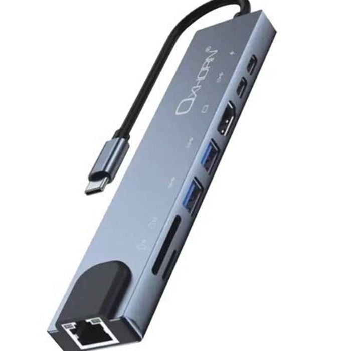 Oxhorn Superspeed 8-in-1 Usb C To Hdtv Adapter Hub 1xhdmi 4k 1xetherne Lan 2 Xusb 3.0 Type C Type C (pd) Card Reader
