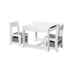 Oikiture Kids Table and Chairs Set Chalkboard Storage-Grey