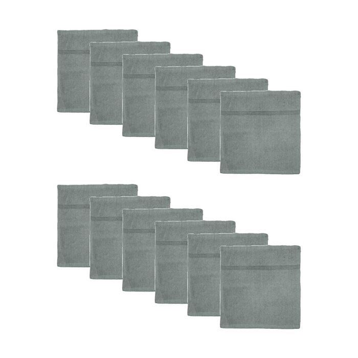12PK Capri Soft Absorbent Facewash Bathroom Washcloth Towel 30x30cm Ash