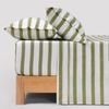 Dreamaker Cove Washed Cotton Yarn Dyed Wide Stripe Sheet Set Olive Single