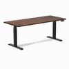 Desky Dual Red Walnut Rubberwood Sit Stand Desk 180x75cm Matte Black Frame Leg
