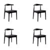 Henrik 4pc Set Dining Chair Replica Hans Wegner Elbow Solid Ash Timber Black