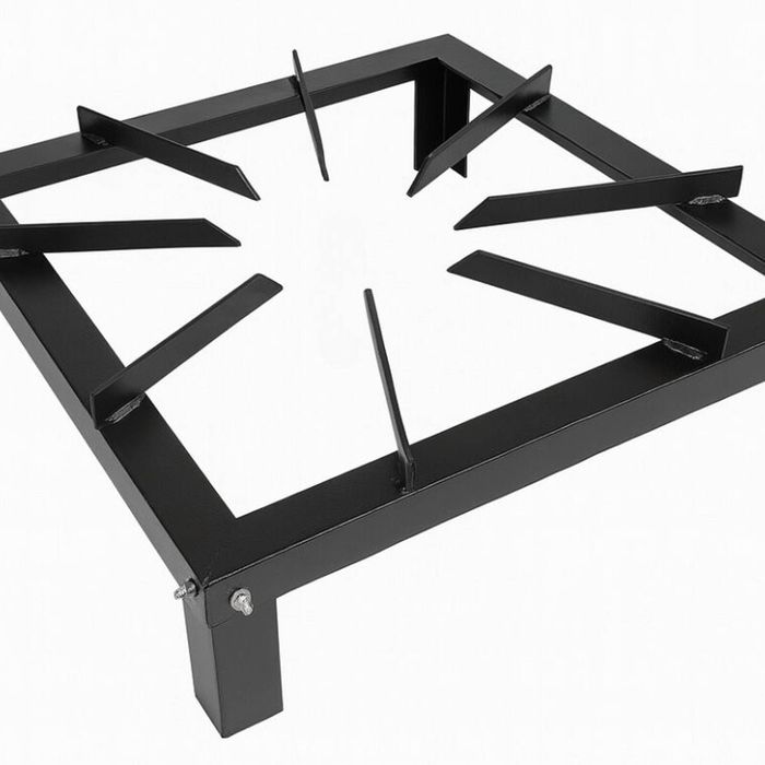 Heavy Duty Sturdy Metal Gas Burner Stand BBQ Barbecue in Black 38x38x10cm - Black Powder Coated Burner Stand | N/A | N/A