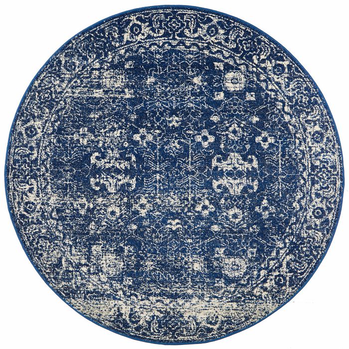 Sense 252 Navy 150x150cm Round - Small Pet Friendly Power Loomed Rug