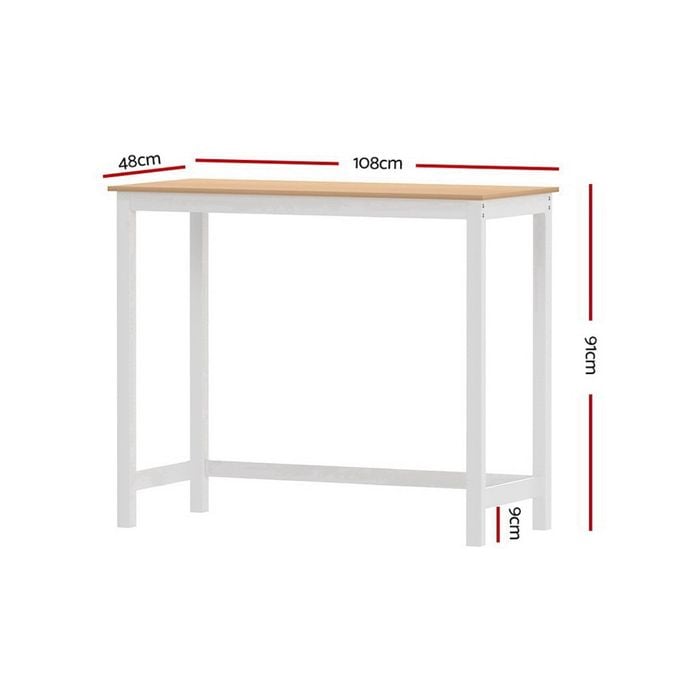 Artiss Bar Table Ari Dining Desk High Solid Wood Kitchen Shelf Wooden White Cafe