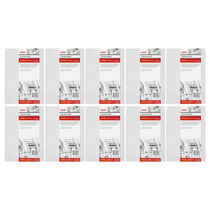 10x Kent 10 Sheets Tracing Paper Pack A4 Drawing/design Pad Craft Stationery