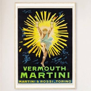 Galrie Vintage Vermouth Martini Rossi Torino Advertising Poster for Home Decor, Wood Frame, A1 60 x 84cm (23 x 33inch)