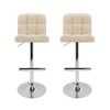 Homfurn Set Of 2 Bar Stools, Leather, Gas Lift, Modern Minimalist Style