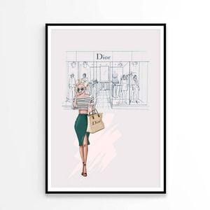 Fashion Store with Stylish Lady Print 100% Australian Made 90x120cm (Poster)