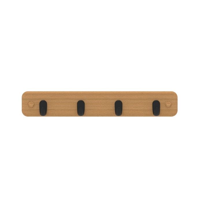 Mode 4 Black Hooks On Bamboo Board Key Rack