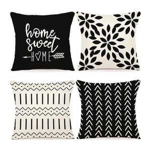 Catzon 4 Pcs Modern Throw Pillow Covers Geometric Flower Pattern for Couch