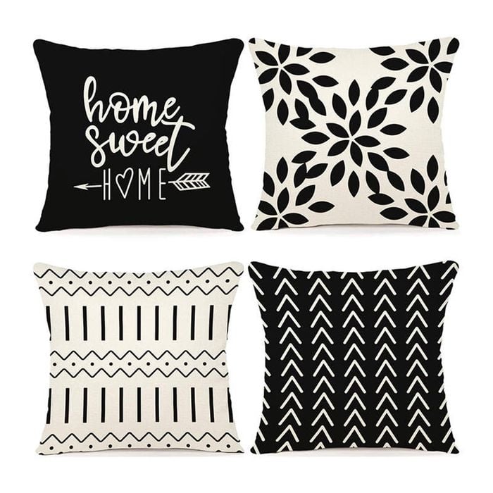 Catzon 4 Pcs Modern Throw Pillow Covers Geometric Flower Pattern for Couch