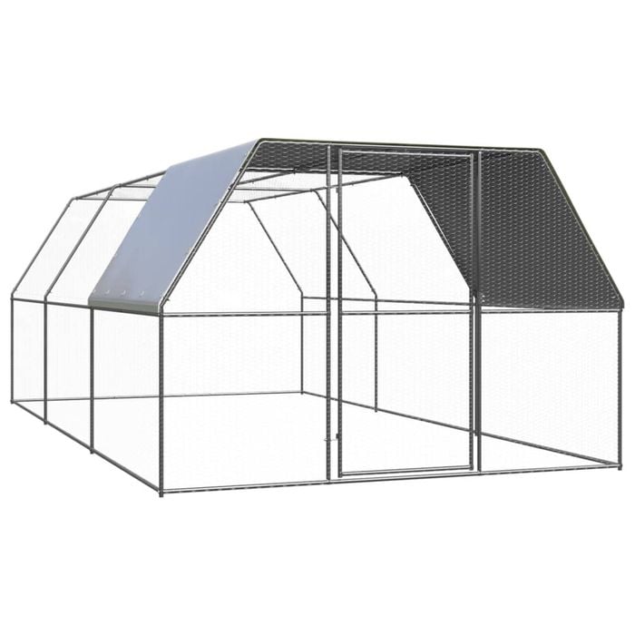 vidaXL Outdoor Chicken Cage 3x6x2 m Galvanised Steel Animal Hen House Chicken Coop