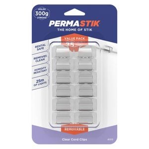 Permastik Clear Cord Clips - 25 Piece Value Pack