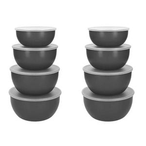 2x 4pc Kitchen Aid Meal Prep Storage Bowls With Lids Charcoal Grey