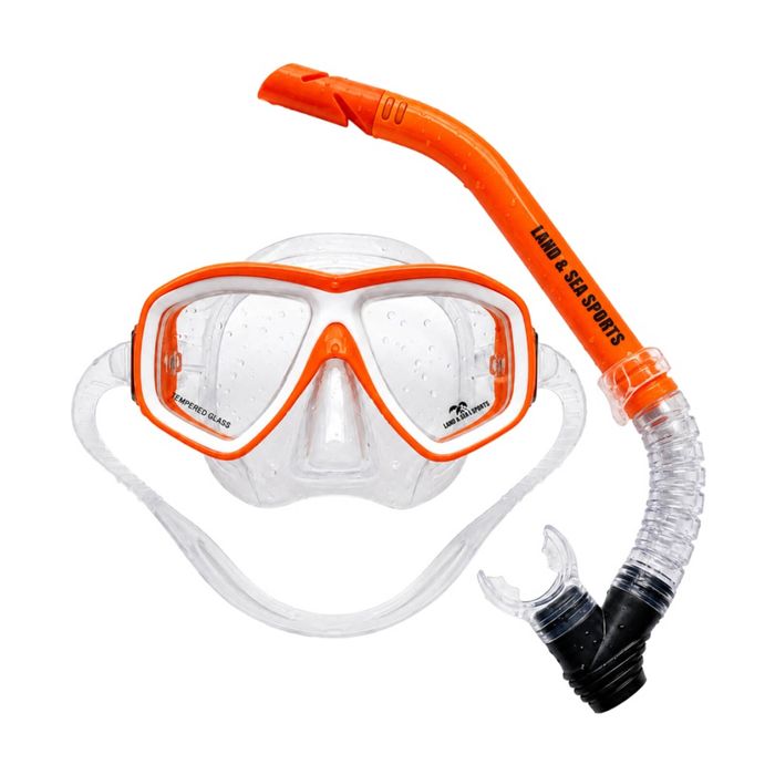 Land & Sea Sports Australia Clearwater Silicone Mask Snorkel Set Orange