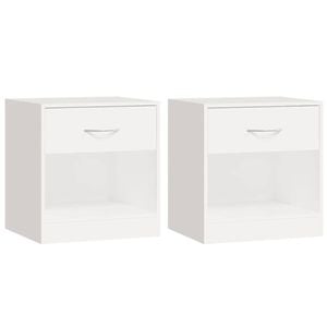 vidaXL 2x Nightstands with Drawer White Bedroom Bedside Table Cabinet Stand