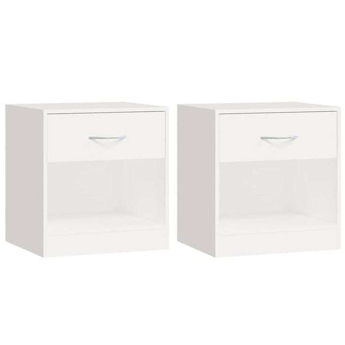 vidaXL 2x Nightstands with Drawer White Bedroom Bedside Table Cabinet Stand