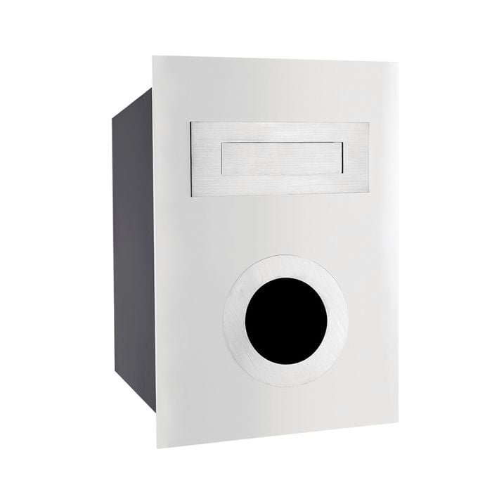 Sandleford White With Stainless Steel Ned Kelly Fence Mounted Letterbox