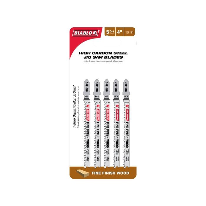 Diablo 100mm High Carbon Steel Jig Saw Blade For Fine Finish Wood Cuts - 5 Pack
