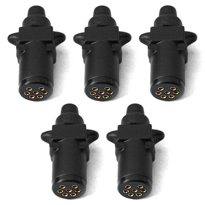 Elinz Trailer Plug 7 PIN Small Round Plastic Connector Adaptor Socket Car Caravan Boat 5x