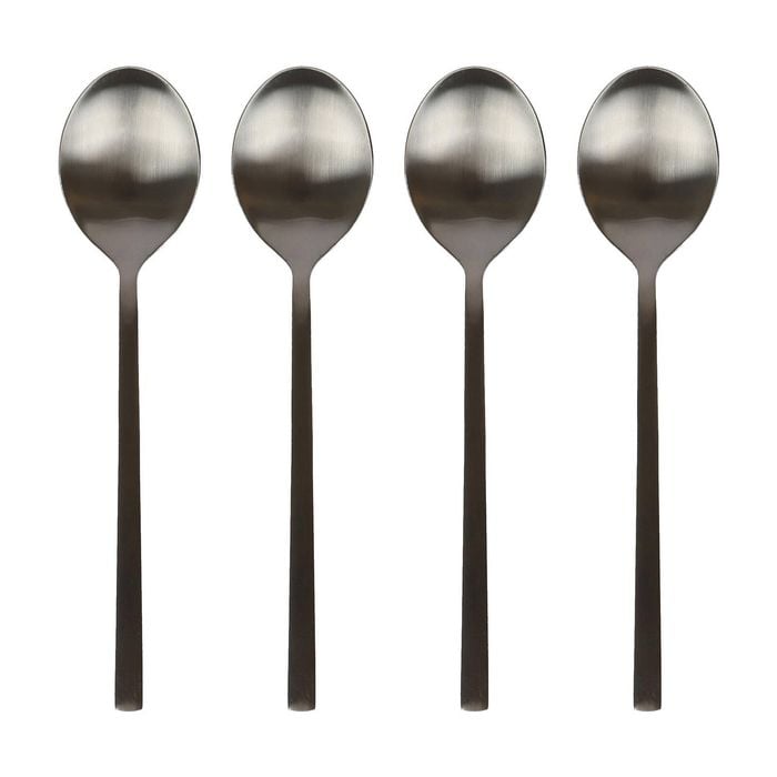 Argon Tableware Stainless Steel Dessert Spoons - 20cm - 4x Durable Rust Resistant Stainless Steel Dishwasher Safe Flatware Set